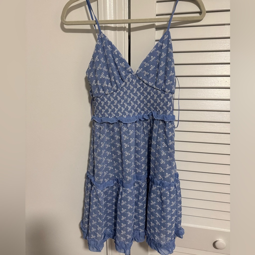 Altar'd State Blue and White Mini Dress